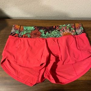 Lululemon pink botanical shorts